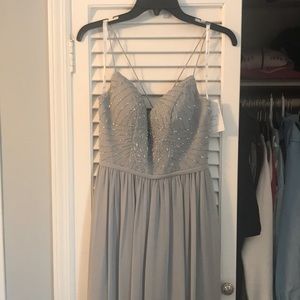 Adrianna Papell Bridesmaid Dress- bridal silver style 40120